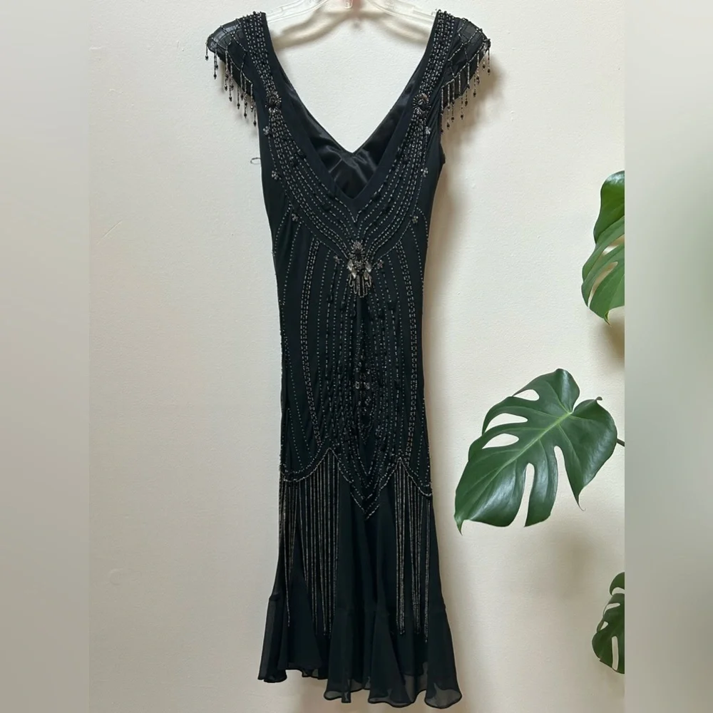 💶SOLD💶Vintage silk Sue Wong Nocturne beaded dress - Picture 4 of 10